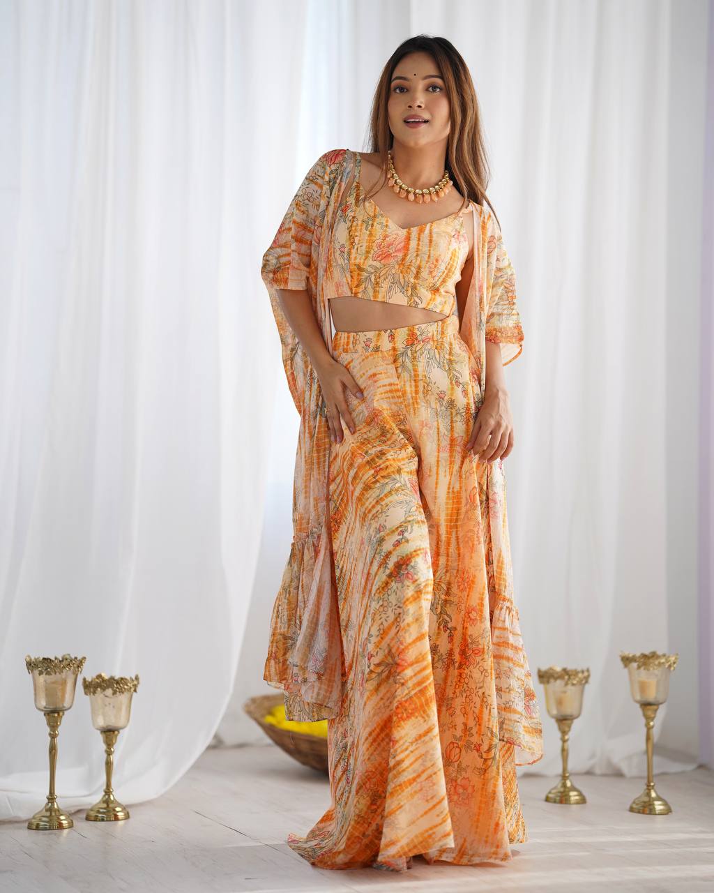 Blooming Grace Floral Shrug Palazzo Set