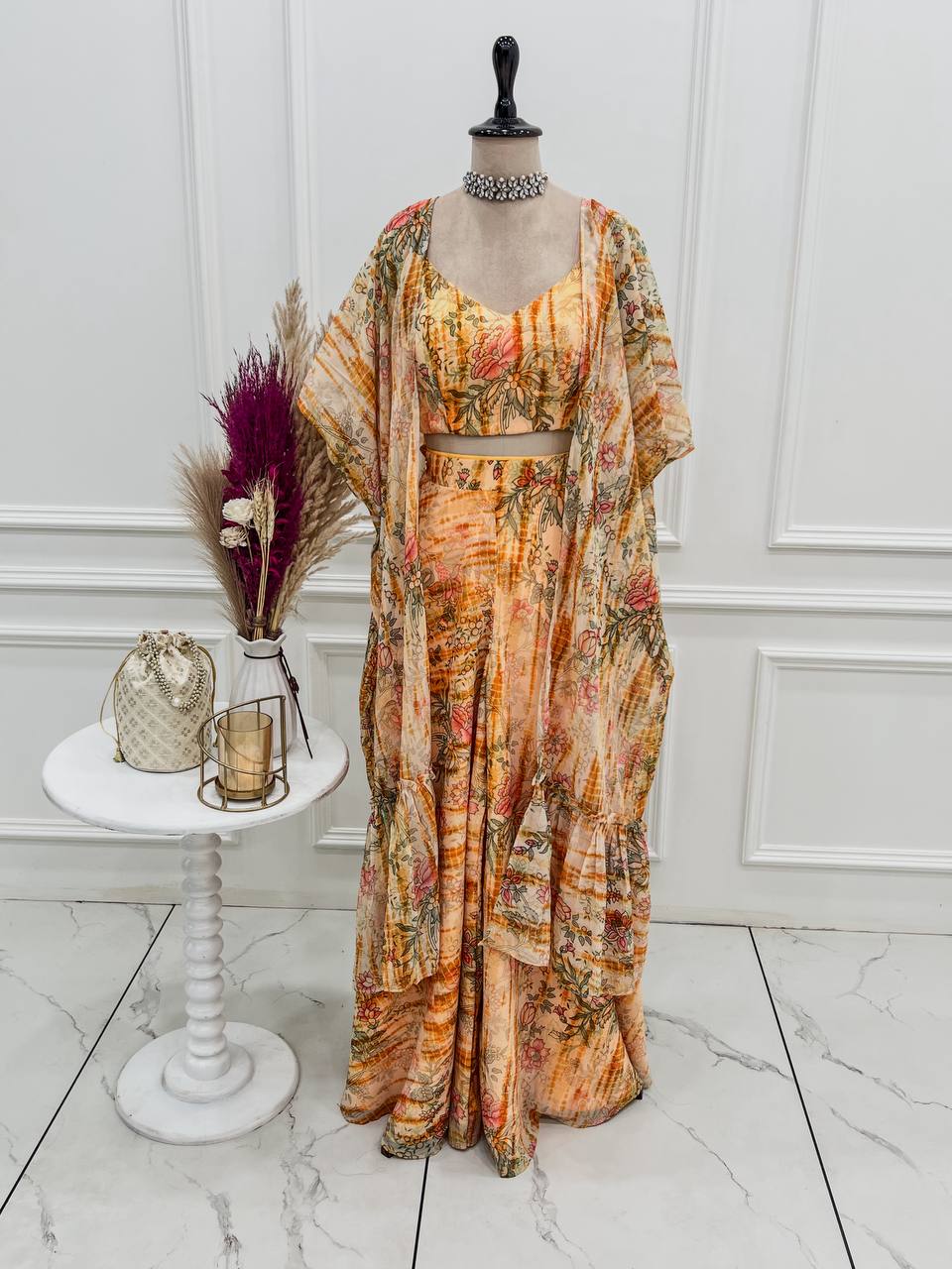 Blooming Grace Floral Shrug Palazzo Set