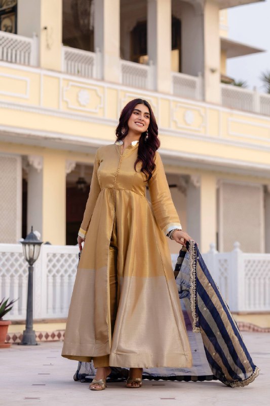 Pure Banarasi Viscous With Fancy Lace Work Gown