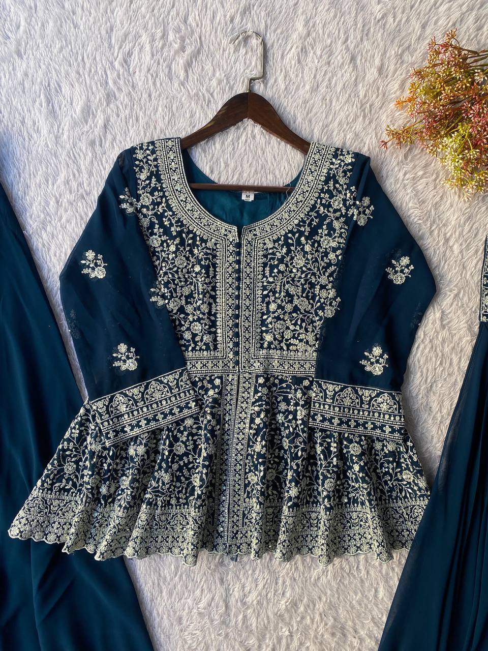 Most Viral Georgette Sequience Embroidery Work Top Plazzo