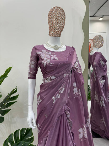 Most Demanding Hot Selling Jimmy Chu Thread & Sequence Work Saree