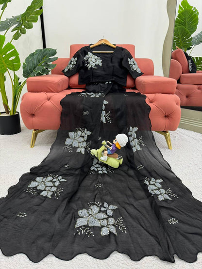Most Demanding Hot Selling Jimmy Chu Thread & Sequence Work Saree
