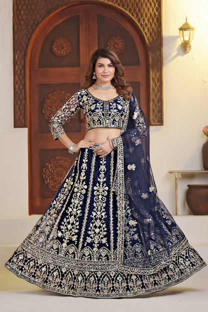 Wedding Special Butterfly Net With Sequience Coding Work Lehenga