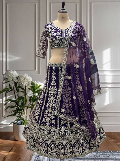 Wedding Special Butterfly Net With Sequience Coding Work Lehenga