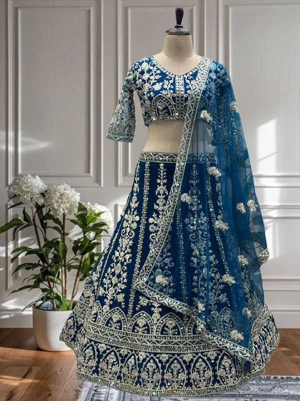 Wedding Special Butterfly Net With Sequience Coding Work Lehenga