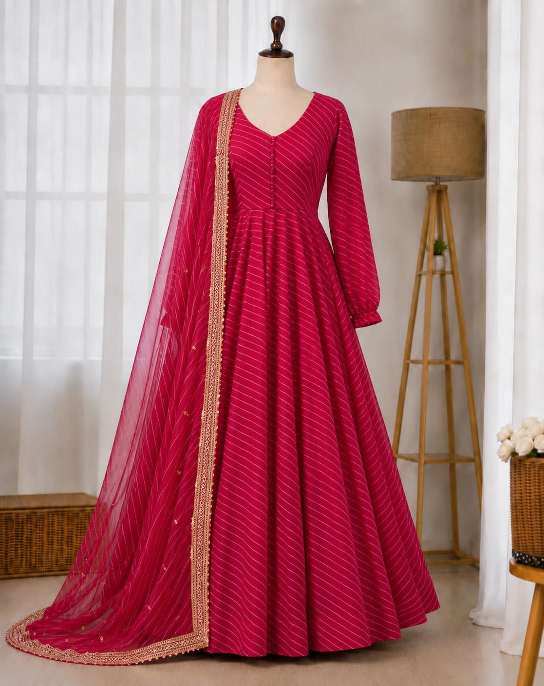 4 Meter Huge Flair Laheriya Printed Anarkali Gown