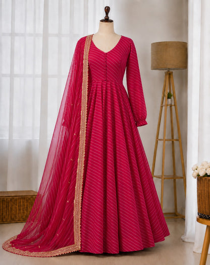 4 Meter Huge Flair Laheriya Printed Anarkali Gown