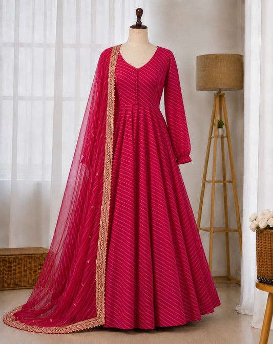 4 Meter Huge Flair Laheriya Printed Anarkali Gown