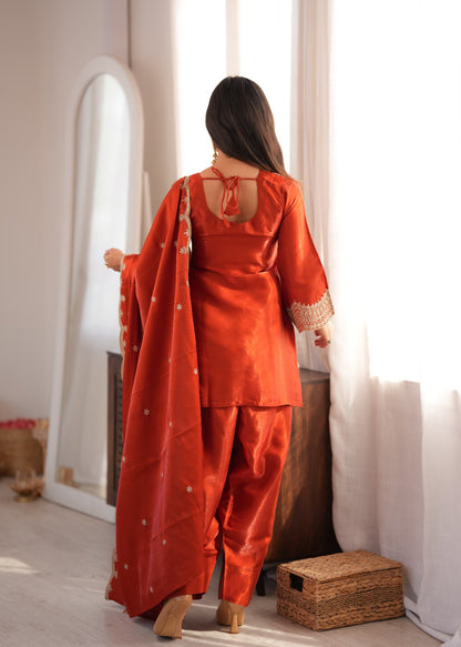 Glass Roman Silk Embroidered Farshi Shalwar Suit Set