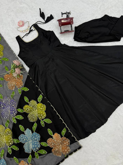Natural Crepe Anarkali Suit Set