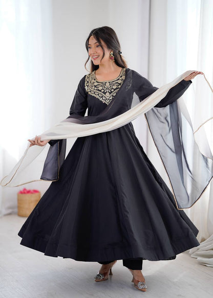 French Embroidered Gown Suit Set