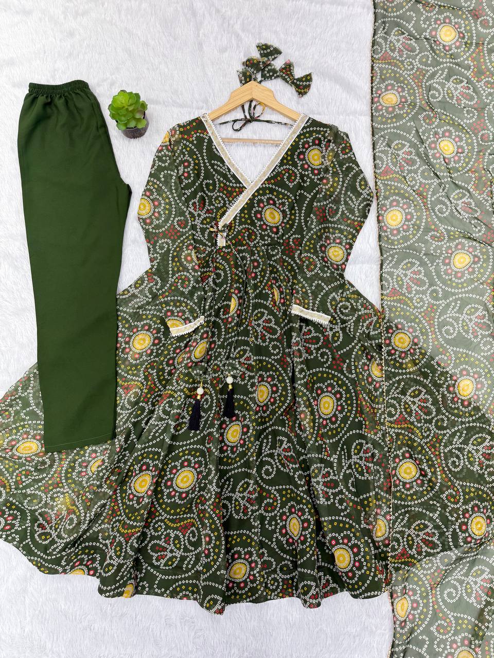 Printed Georgette Gown Suit Set