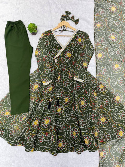 Printed Georgette Gown Suit Set