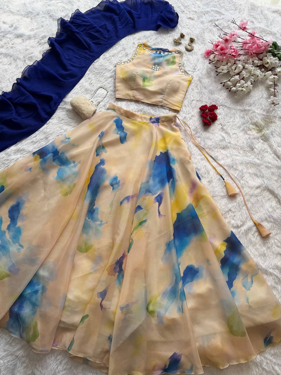 Jimmy Organza Printed Lehenga Set