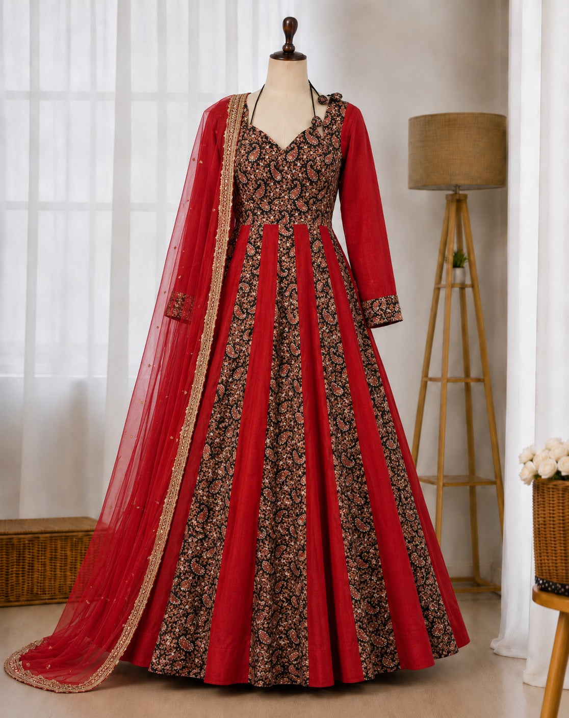 Blooming Georgette Embroidered Gown Suit Set
