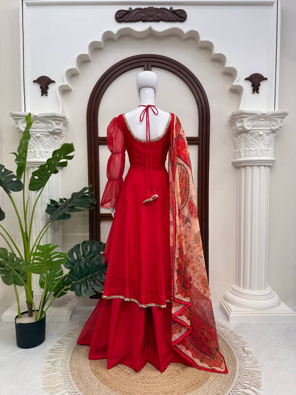 Tabby Silk Mirror Lace Anarkali Suit Set