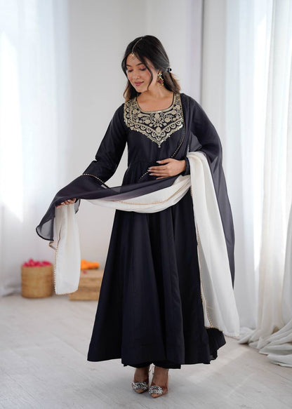 French Embroidered Gown Suit Set