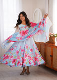 Organza Silk Floral Print Anarkali Suit Set