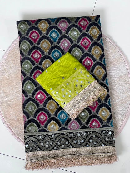 Heavy Satin Silk Banarasi Zari Rangkat Work Saree