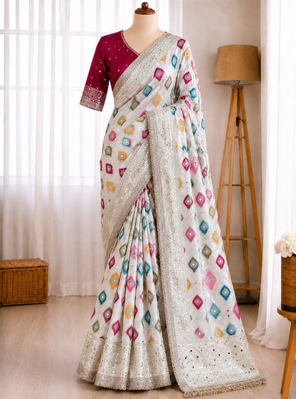 Heavy Satin Silk Banarasi Zari Rangkat Work Saree
