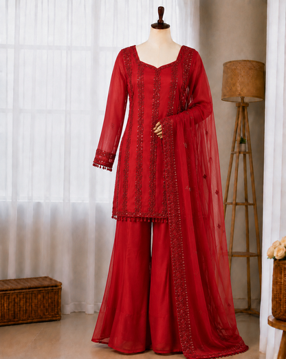 Rangoli Silk Embroidery Work Kurti Pant Set