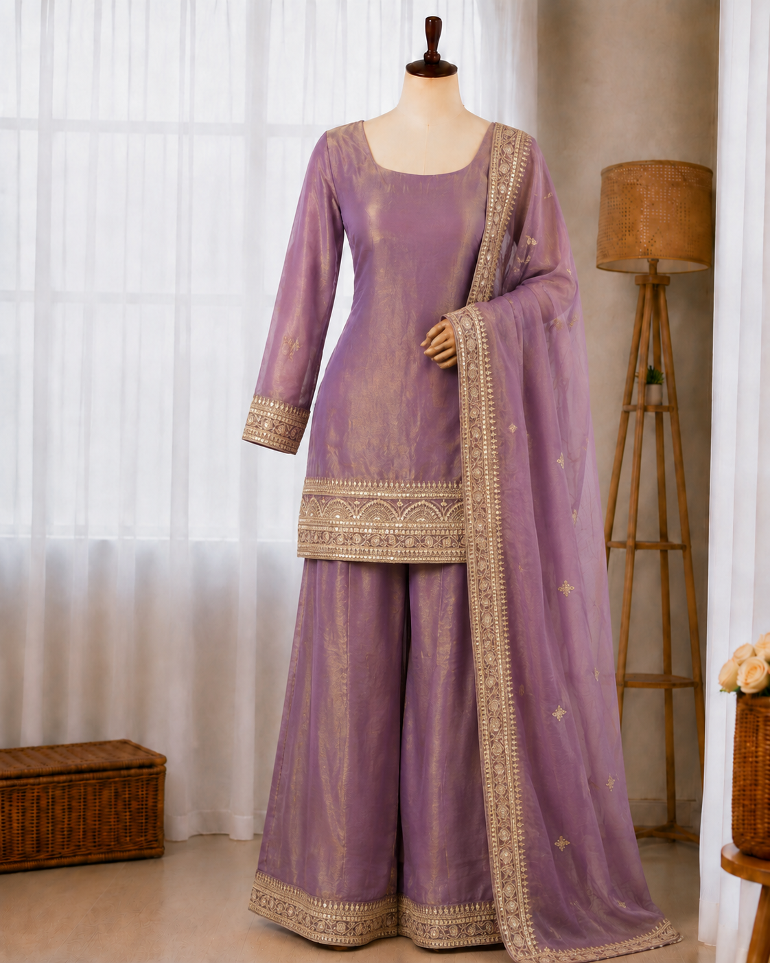 Frendy Silk Embroidery Work Kurti Plazzo