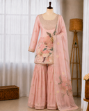 Printed Soft Organza Sequence Embroidery Top Sharara