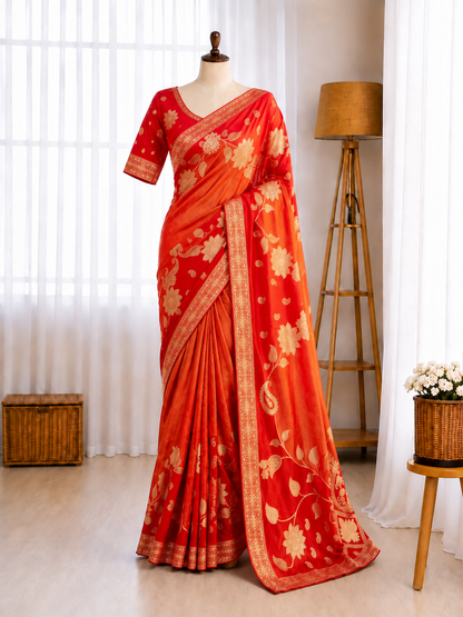 Chainya Tissue Shimmer Hand Dyeing Work Saree