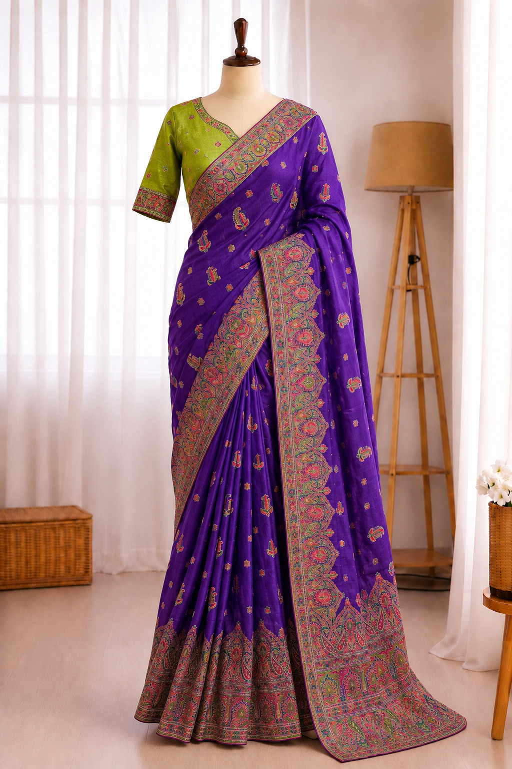 Rajwadi Pashmina Silk Zari Weaving Work Saree
