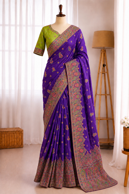Rajwadi Pashmina Silk Zari Weaving Work Saree