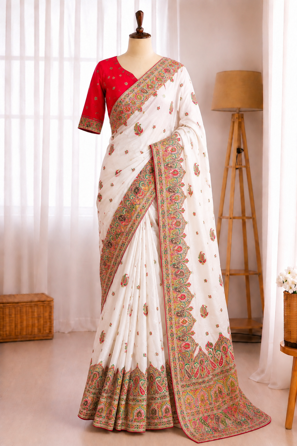 Rajwadi Pashmina Silk Zari Weaving Work Saree