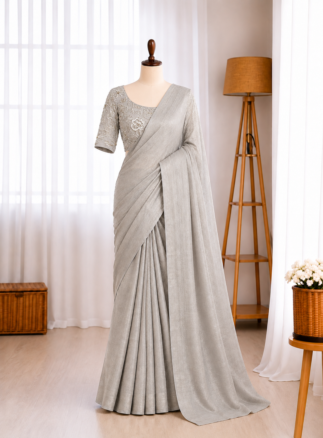 Pure Soft Salsa Crushed Sequins Cutdana Butta Work Saree