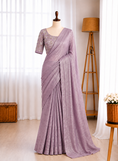 Pure Soft Salsa Crushed Sequins Cutdana Butta Work Saree