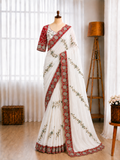 Pure Rangoli Silk Multi Embroidery Cut Work Lace Saree