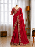 Heavy Fendy Silk Thread Sequins Embroidery Work Saree