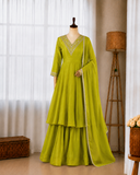 Heavy Chinon Silk Sequin Thread Embroidery Work Top Palazzo