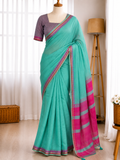 Linen Cotton Motif Zari Thread Weaving Jacquard Saree