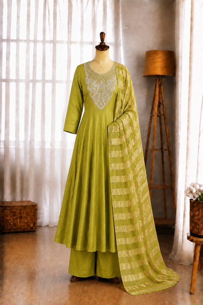 Glass Roman Silk Beads Embroidery Work Top Pant