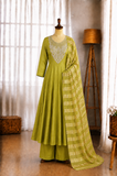 Glass Roman Silk Beads Embroidery Work Top Pant