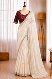 Soft Space Silk Embroidery Sequence Work Saree