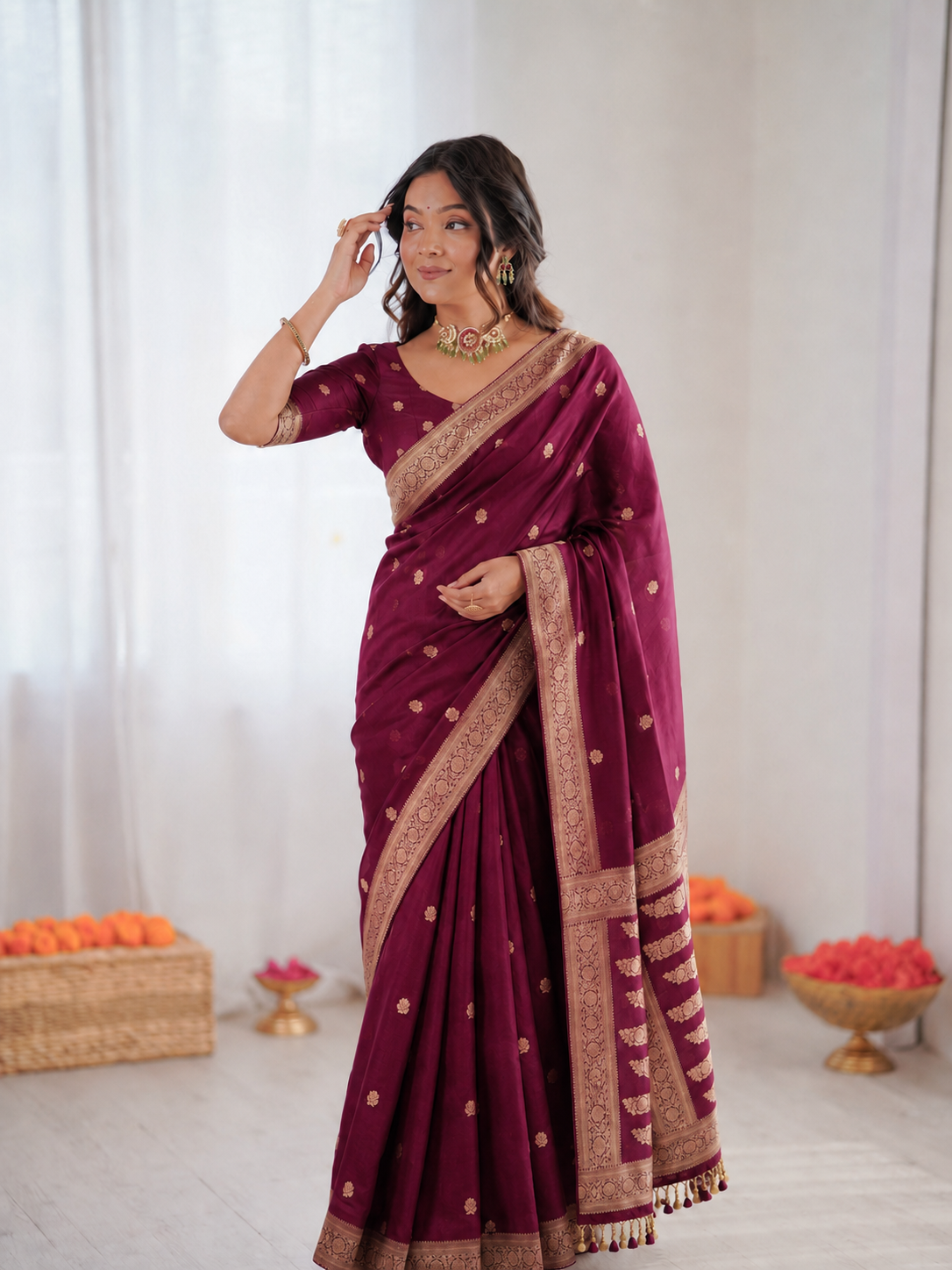 Beautiful Banarasi Soft Tissue Silk With Rich Zari Woven Work Saree