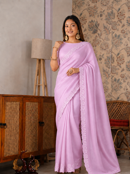 Beautiful Soft Rich Kota Doriya Silk With Applique Work Saree