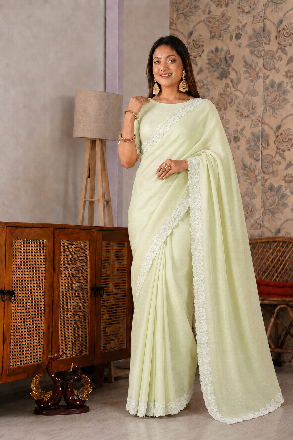 Beautiful Soft Rich Kota Doriya Silk With Applique Work Saree