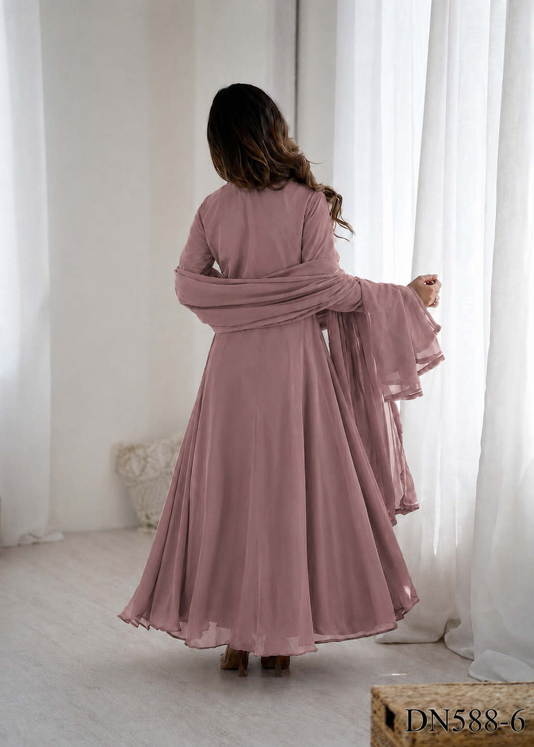 Beautiful Soft Rich Heavy Fox Georgette With Hand Work Gown Set