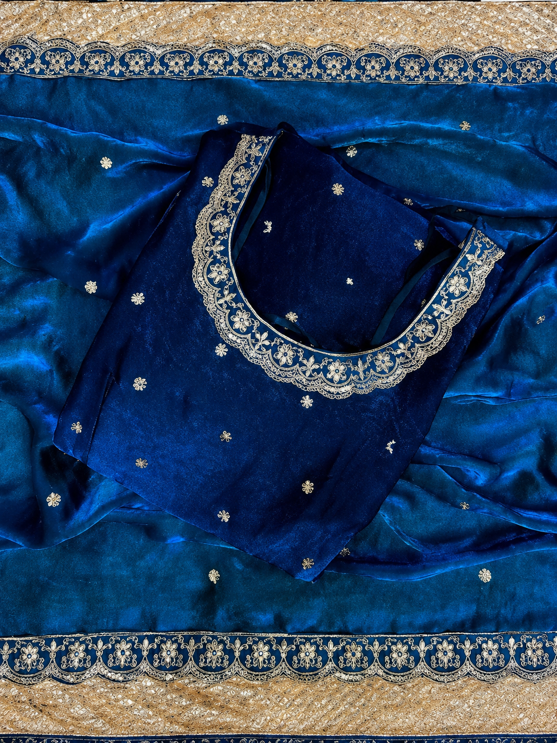 Beautiful Soft Rich Space Silk With Thread & Sequence Embroidery Work Gown