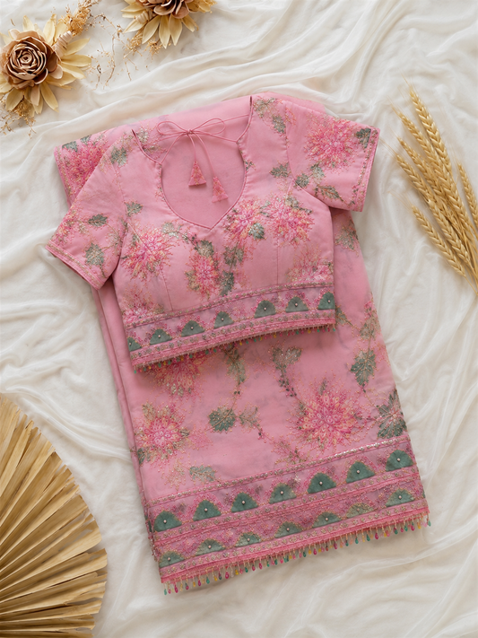 Beautiful Soft Rich Premium Tabby Silk With Sequins & Real Mirror Work Saree