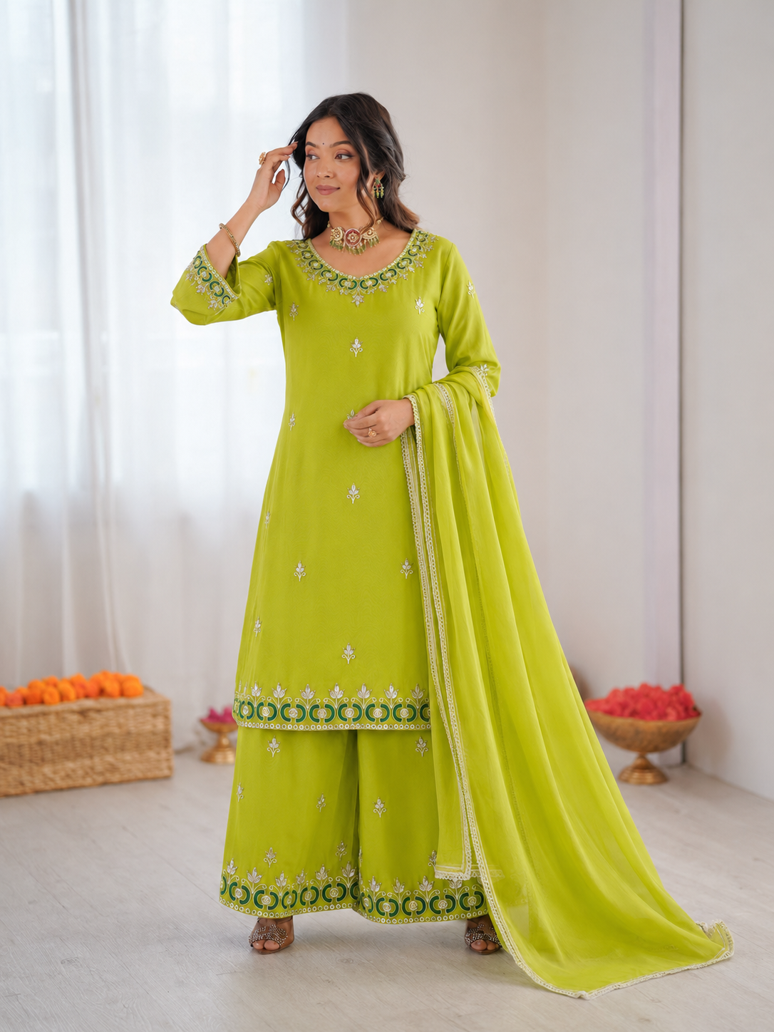 Beautiful Soft Rich Fox Georgette With Embroidery Sequence Work Suit Set