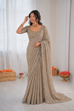Beautiful Soft Rich Butterfly Net With Sequence Embroidery Work Saree