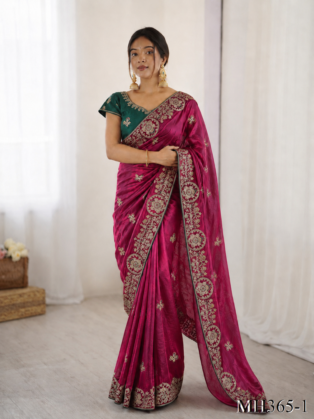 Beautiful Soft Rich Silk With Heavy Golden Embroidery Work Saree