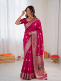 Beautiful Pure Soft HO Silk With Rich Jacquard Weaving Border Saree